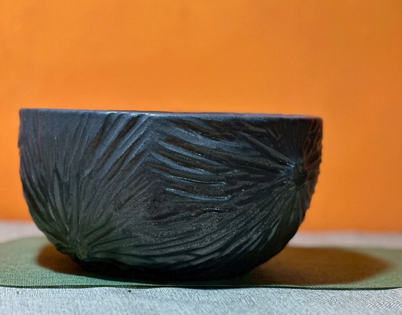 墨金 大型风痕盆器 03  19cm手工花器 黑陶植栽盆 自然纹理盆器 - 植栽/盆栽 - 陶 黑色