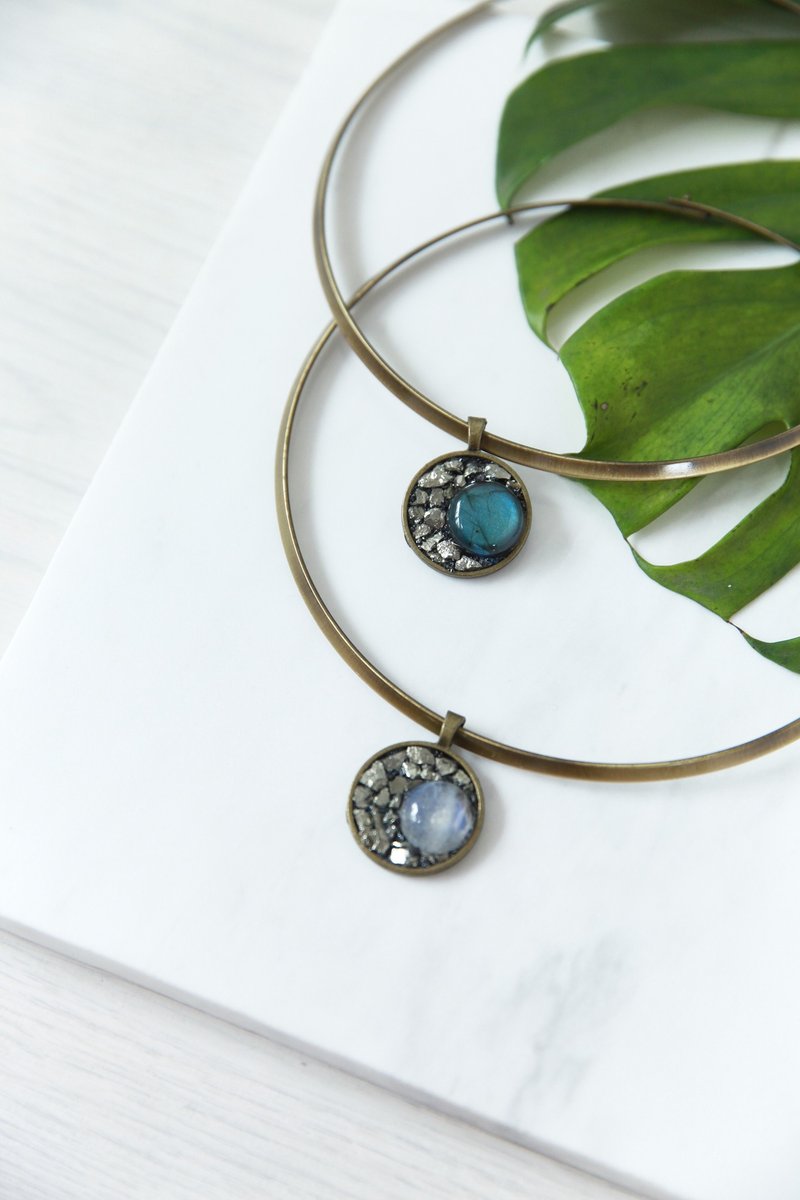 月蚀拉长石项饰 - 项链 - 宝石 咖啡色