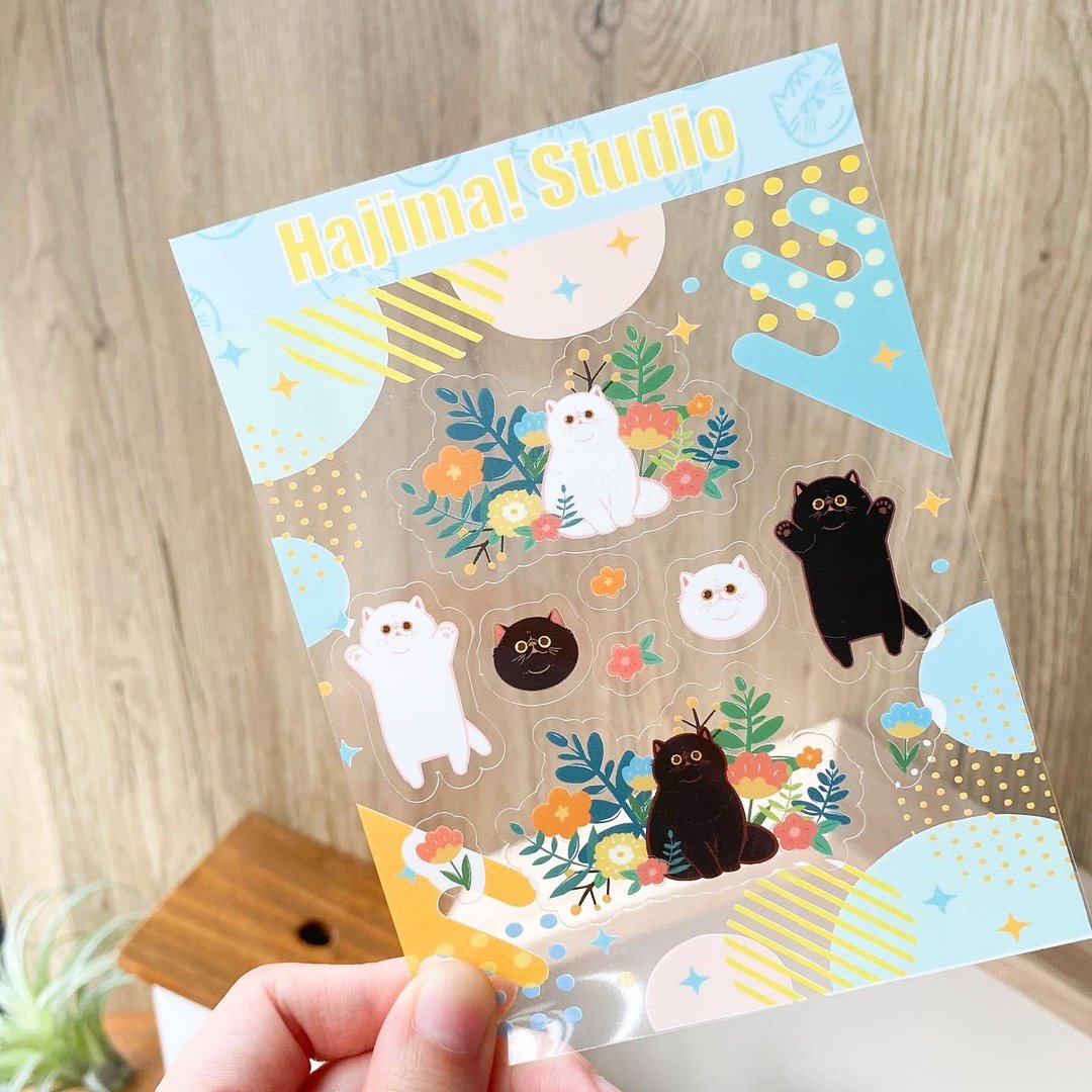 【Hajima Studio】透明防水异短猫猫贴纸 手帐贴纸 - 贴纸 - 塑料 透明