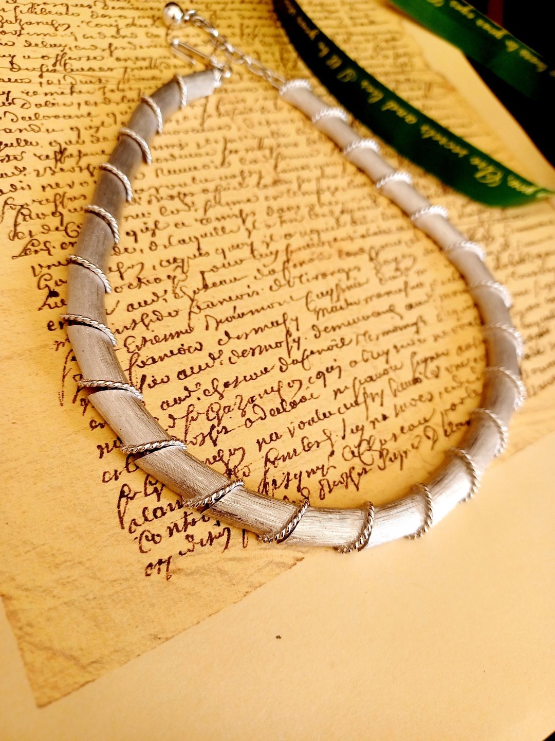 vintage jewelry  TRIFARI   银色现代竹节造型 颈链 项链 - 项链 - 其他金属 