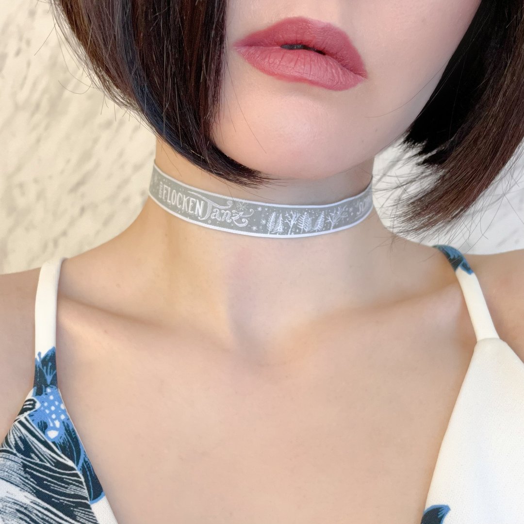 Silver World Tyrolean Tape Choker SV345 - 颈链 - 聚酯纤维 灰色