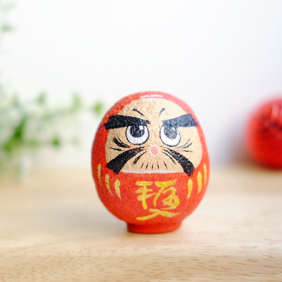 Daruma doll stone painting,original art. - 摆饰 - 防水材质 红色