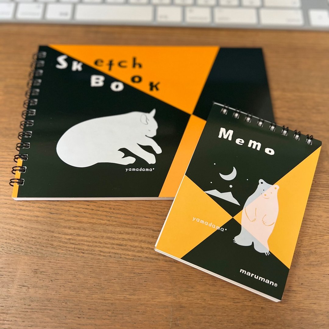 maruman foil stamping mini sketchbook and memo set - 笔记本/手帐 - 纸 黄色