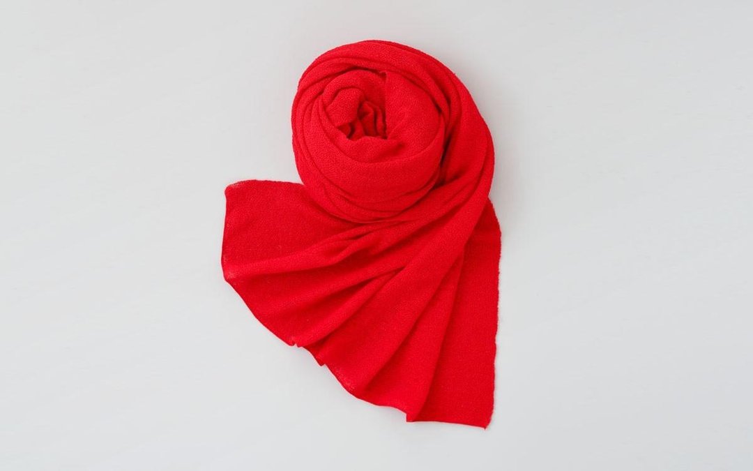Linen knit stall Red - 丝巾 - 棉 红色