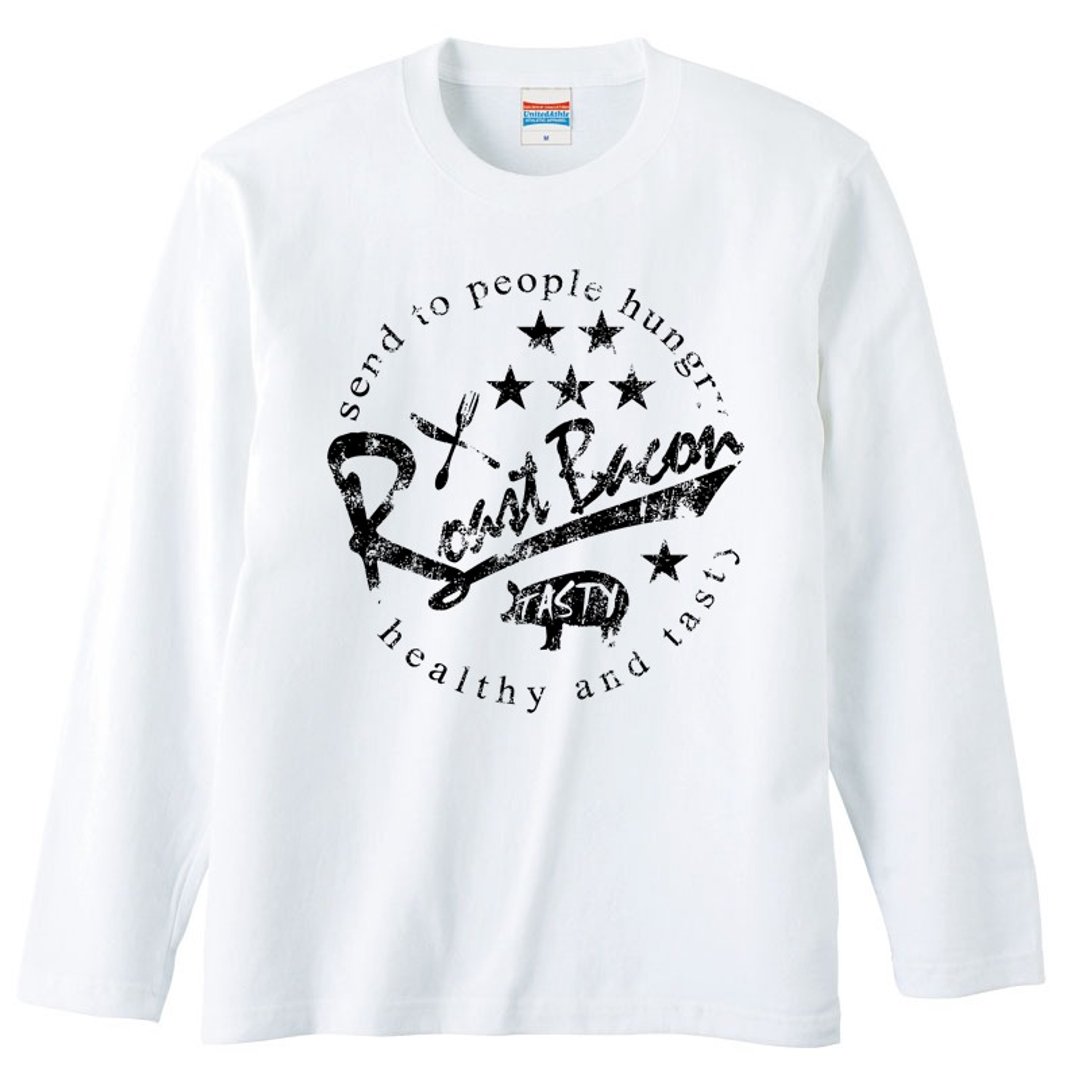 Long Sleeve T-shirt / Roast Bacons LOGO - 男装上衣/T 恤 - 棉 白色