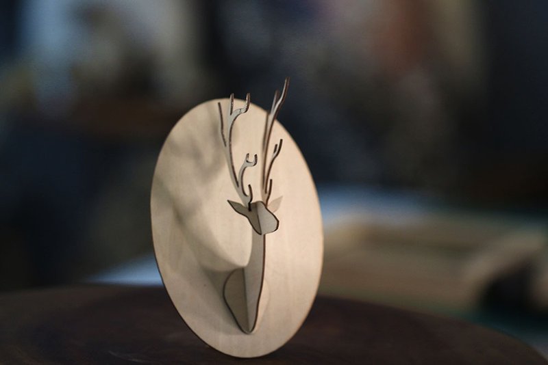 花鹿 l 森林系迷雾驯鹿DIY版 l 原木色 l 平整包装 - 木工/竹艺/纸艺 - 木头 