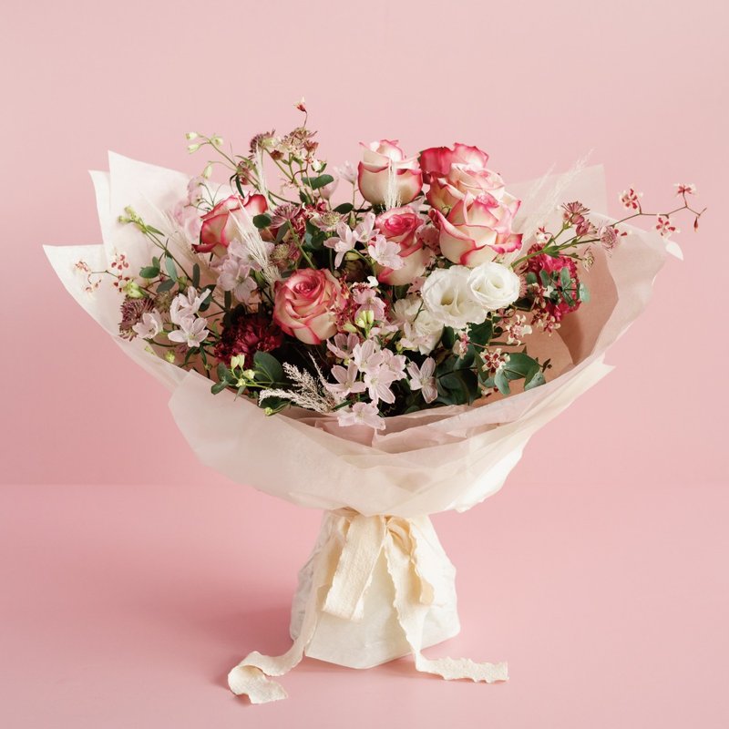 蝴蝶结 - 花束 - 干燥花/捧花 - 植物．花 粉红色