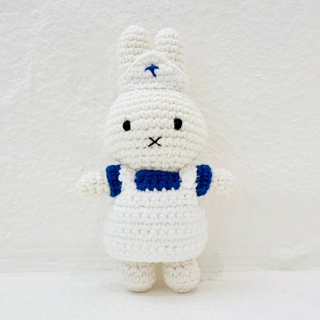 荷兰 Just Dutch | Miffy 小米飞 编织娃娃 UMC 联名款 护士款 - 玩偶/公仔 - 棉．麻 白色