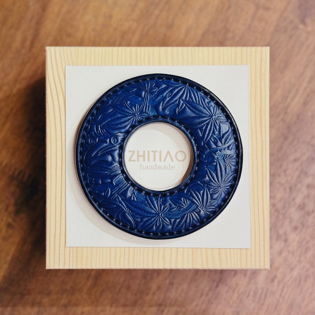 原创手工制作牛皮剑道刀镡 般若浮生 蓝色 剑锷 Tsuba - 运动配件 - 真皮 蓝色