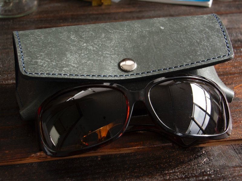 【意大利皮革】石墨灰太阳眼镜盒 - 墨镜 - 真皮 灰色