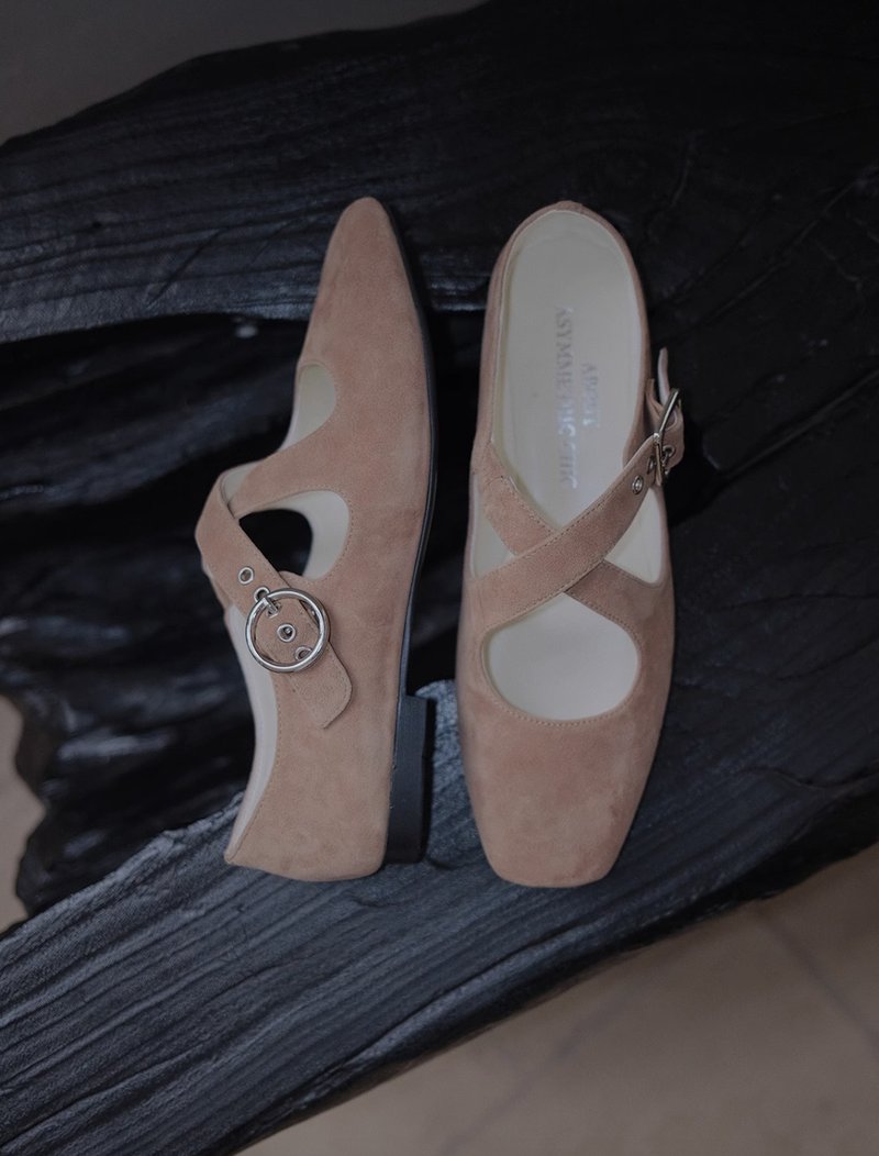 松弛度日 非对称设计 平底方头芭蕾风玛莉珍 手工製 - 玛莉珍鞋 - 真皮 多色