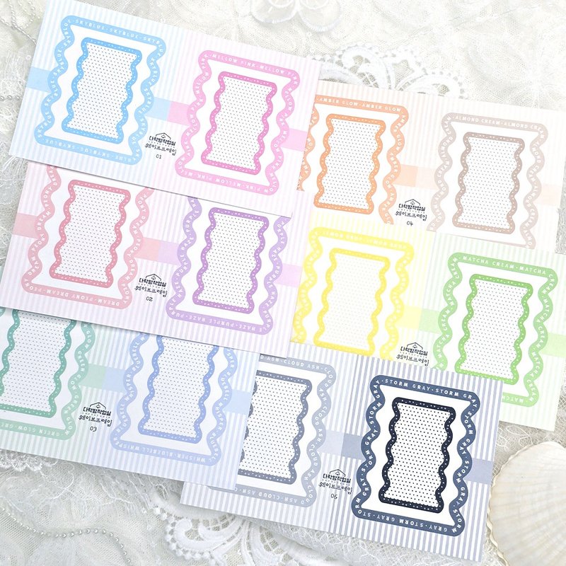 :波浪边框 (6 款式): 厚磅卡纸 - 信封/信纸 - 纸 