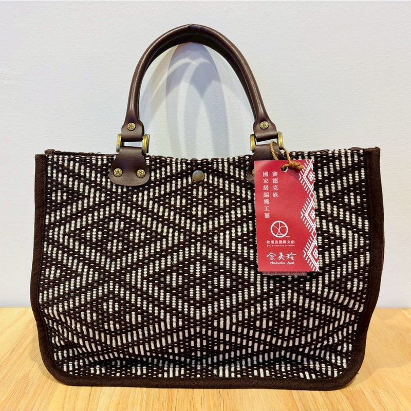 祖灵之眼 I 经典黑白手提包 - 手提包/手提袋 - 棉．麻 