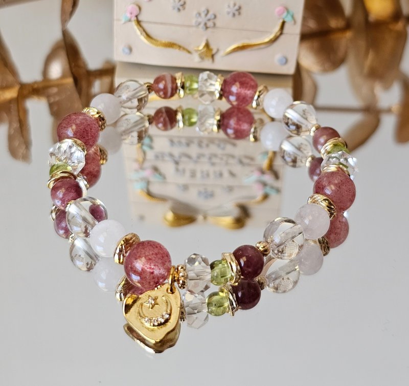 圣诞乐队-橄榄石/红碧玺/草莓晶/白幽灵/圣诞饰品/水晶手链 - 手链/手环 - 水晶 多色