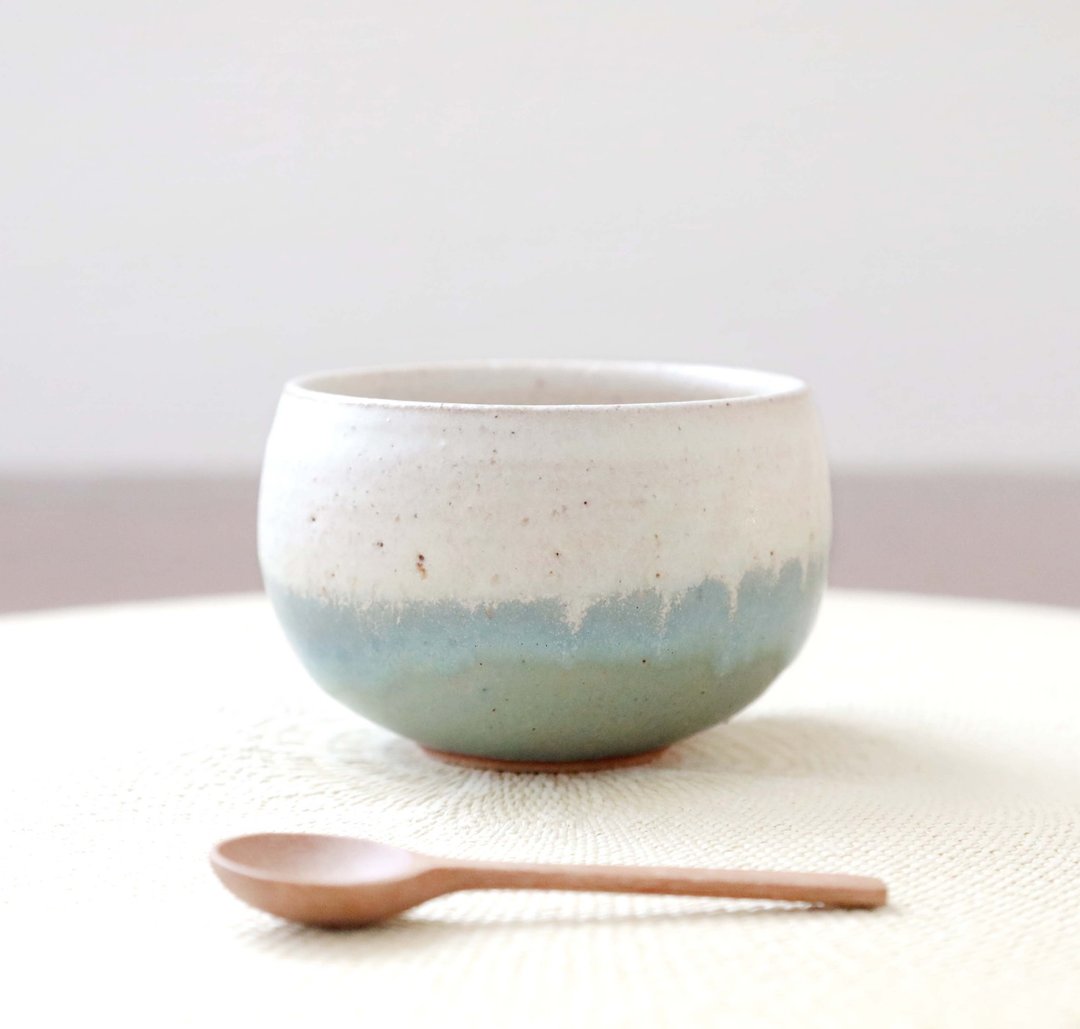 雾面釉与森林绿撞色汤杯 - 碗 - 陶 绿色
