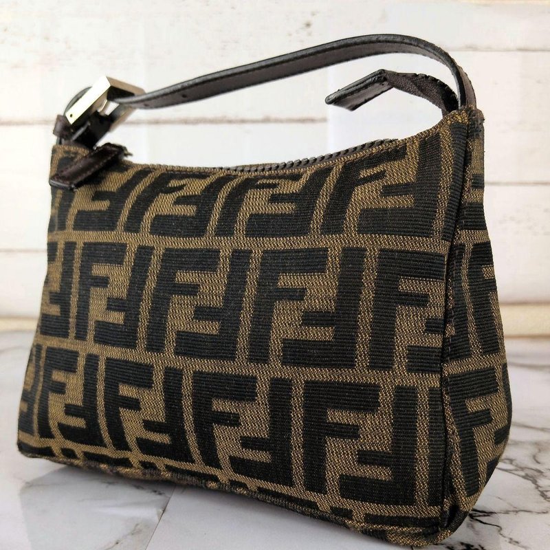稀有中古包 Fendi Zucca 咖啡色老花迷你包 手提包 二手包 古董包 - 手提包/手提袋 - 其他材质 咖啡色