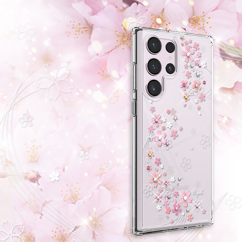 Samsung S25/S24/S23/S22 轻薄军规防摔水晶彩钻手机壳-天籁之樱 - 手机壳/手机套 - 其他材质 多色