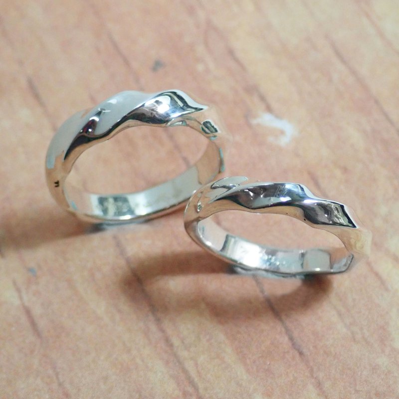 【比法一生】纯银情侣对戒—缘定 纯银925手作饰品 - 对戒 - 银 银色