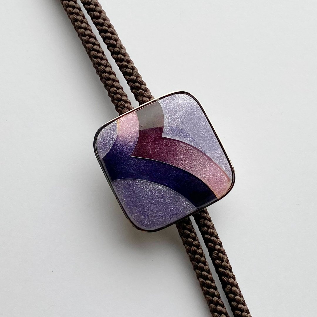 Feather [Amethyst] Cloisonne ware loop tie, pure silver-clad wired cloisonne, silk string used - 领带/领带夹 - 其他材质 紫色