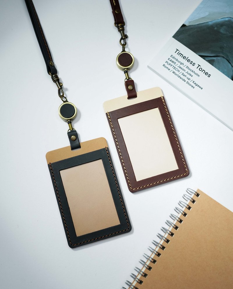 拼色伸缩识别证 / ID Badge Holder /卡套 / Gogoro /抗干扰 - 证件套/卡套 - 真皮 