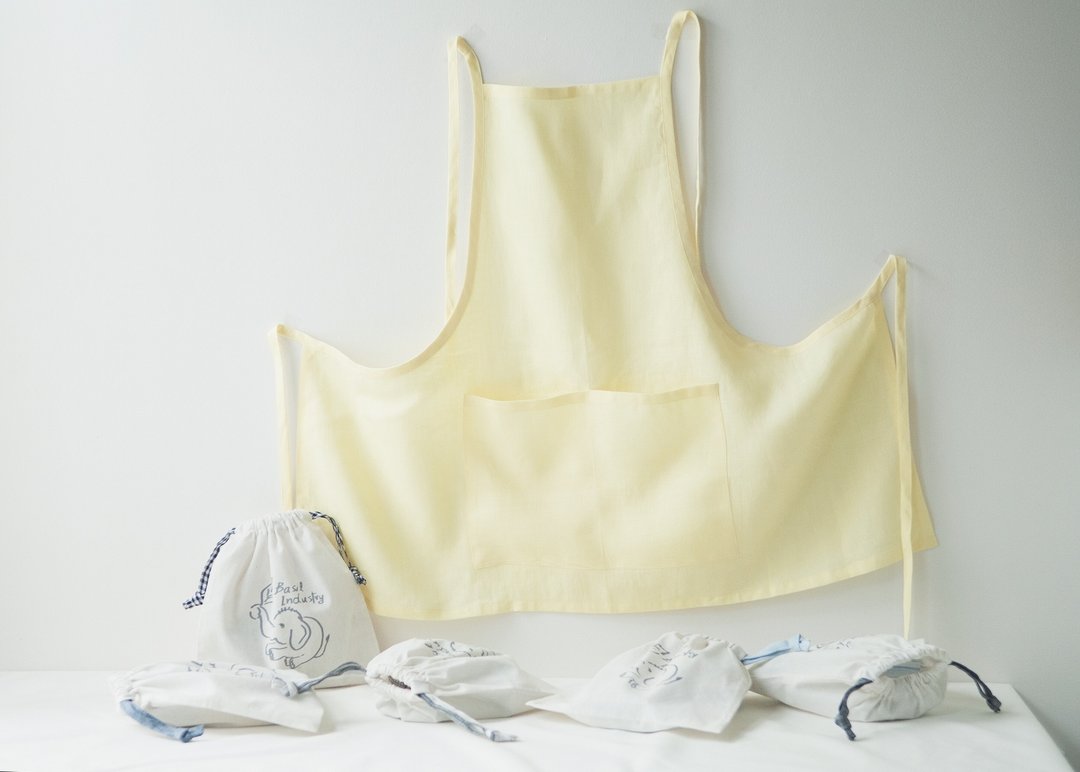 Linen Apron Spring Collection in Yellow Lemon - 围裙 - 棉 黄色