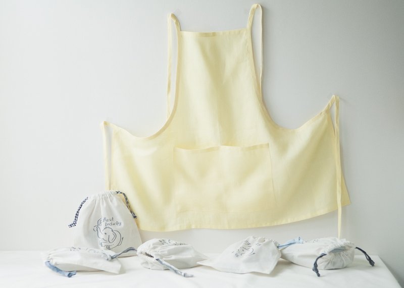 Linen Apron Spring Collection in Yellow Lemon - 围裙 - 棉．麻 黄色