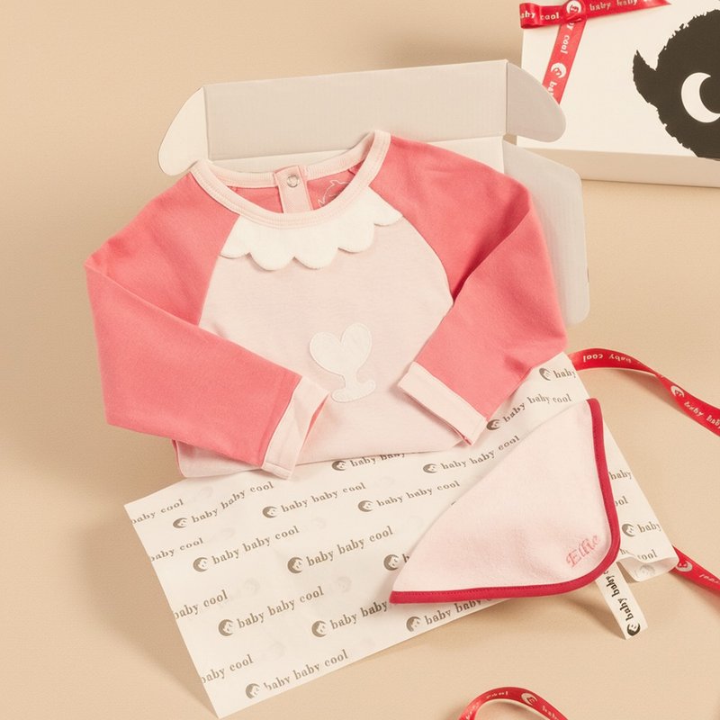 定制化 新生儿礼物 Happy Face:绵羊包屁衣 弥月礼 有机棉童装 - 包屁衣/连体衣 - 棉．麻 粉红色