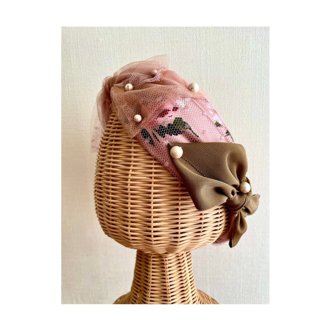 Ribbon&amp;pearl/Pink - 发饰 - 尼龙 粉红色