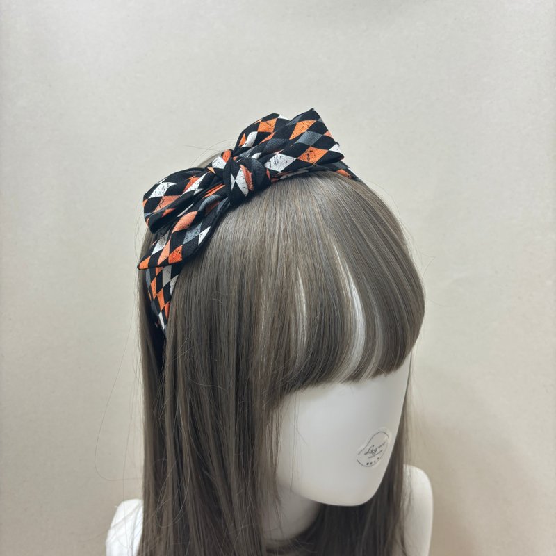 橘雾夜格 | 细版交织蝴蝶结发箍 - 发饰 - 棉．麻 粉红色