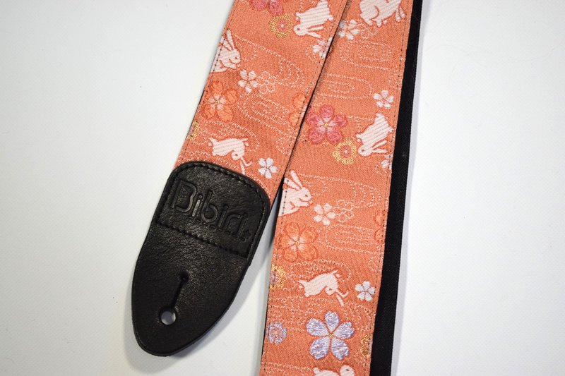 日本帆布吉他背带 兔子与樱花 珊瑚色 - 其他 - 棉 黑色
