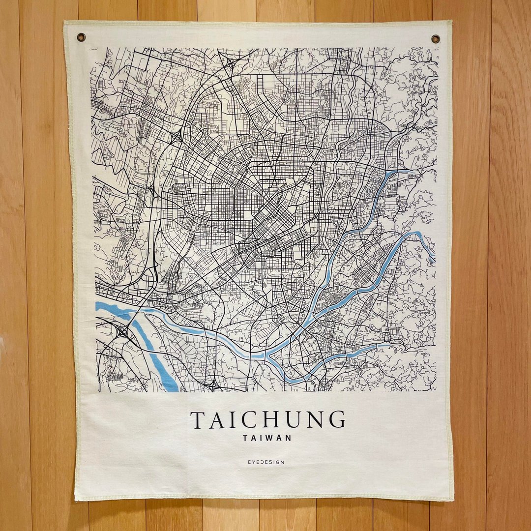 手作挂旗 城市投影地图 台中 新竹 基隆 高雄 宜兰 花莲 台南 台 - 墙贴/壁贴 - 棉 白色