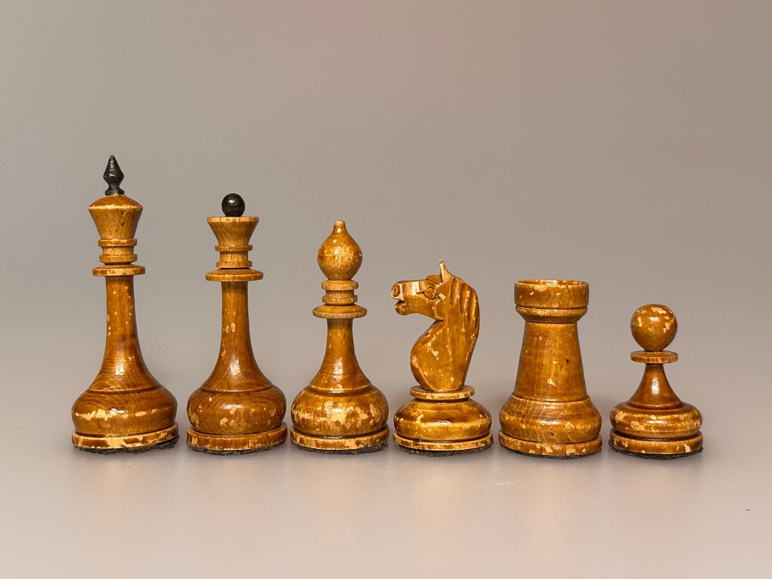 稀有小型俄罗斯苏联红色联合西洋棋套装 - 桌游/玩具 - 木头 黑色