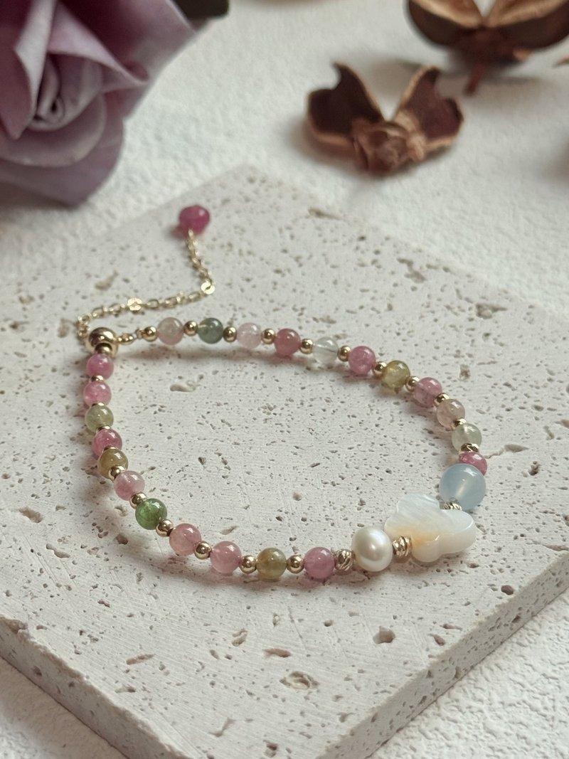 AZ 碧玺白贝蝴蝶手链 柔光疗愈 - 手链/手环 - 宝石 