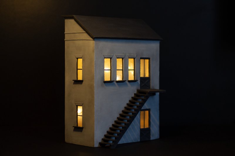 手作微缩小屋模型 - 摆饰 - 木头 灰色