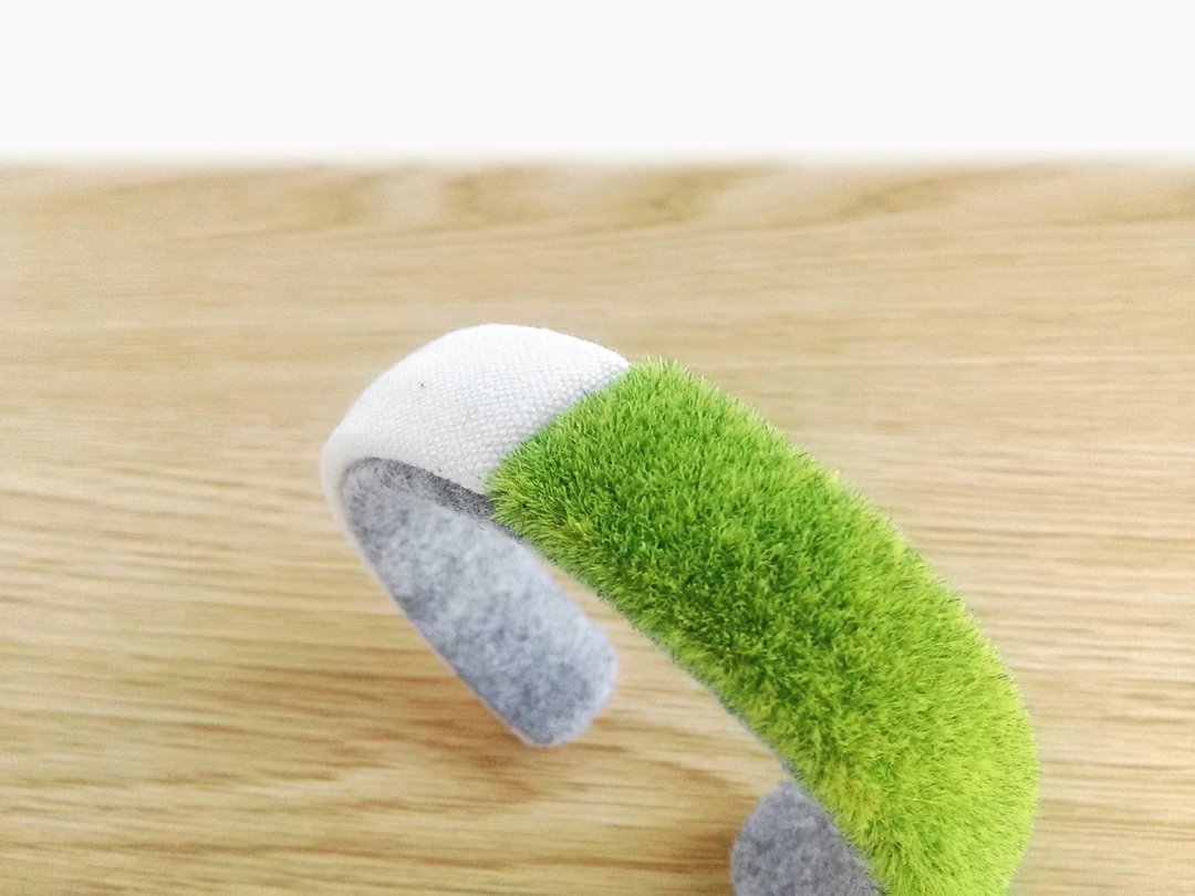 grass bracelet cuff, Kawaii lawn bangle, Green bracelet, Gift for women, pretty - 手链/手环 - 棉 绿色