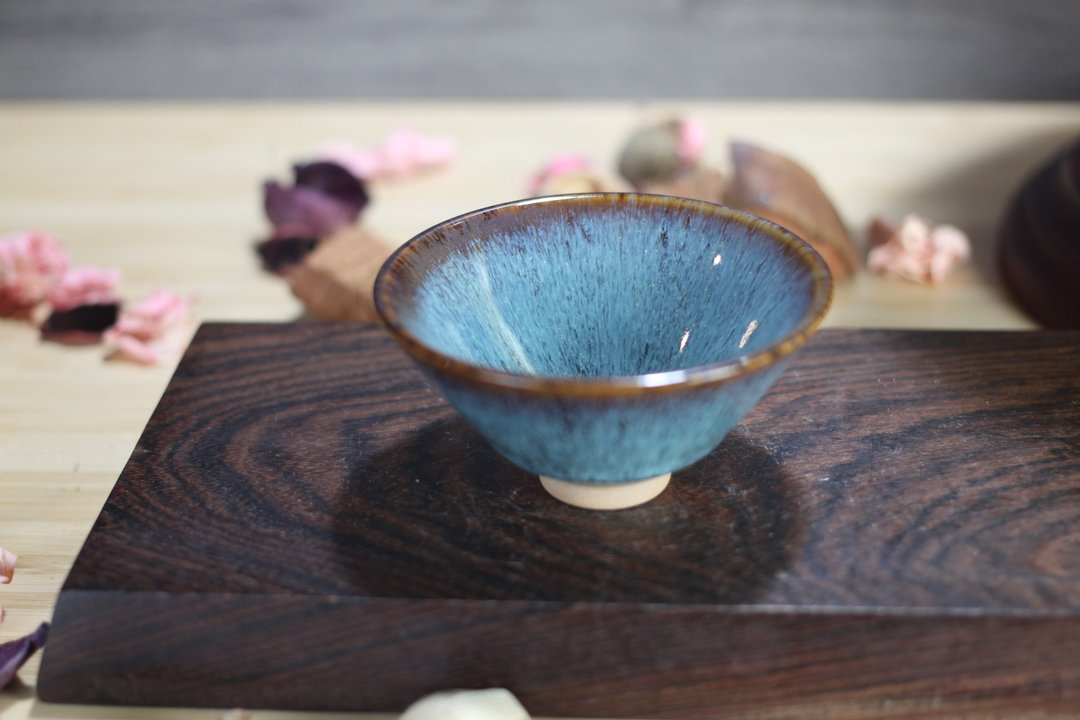 【送礼好物】70ml 天目釉 斗笠茶杯 酒杯 莺歌名家叶敏祥作 - 茶具/茶杯 - 瓷 