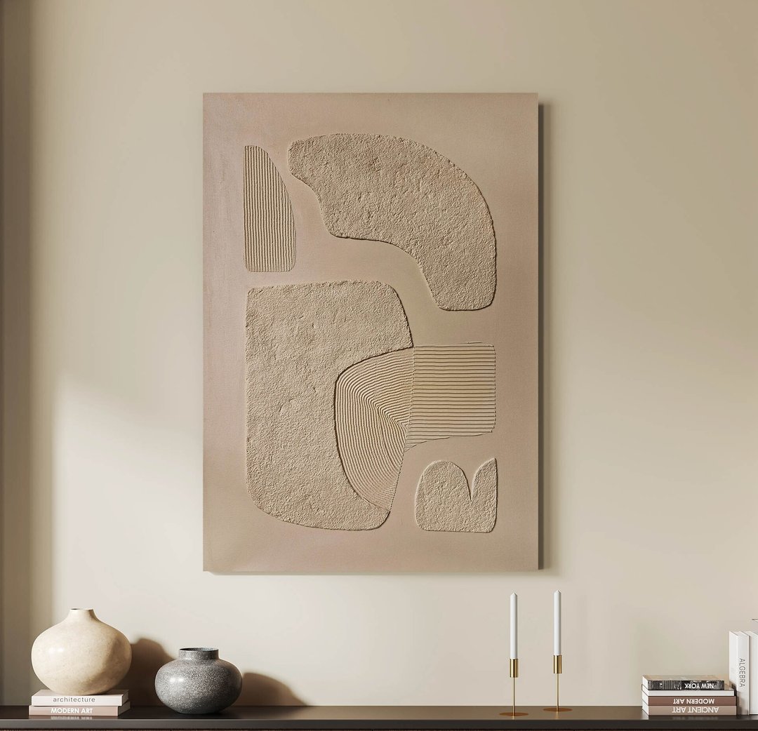 棕褐色纹理抽象画 |纹理绘画|棕褐色墙壁艺术 |棕湾 2 - 墙贴/壁贴 - 棉 咖啡色