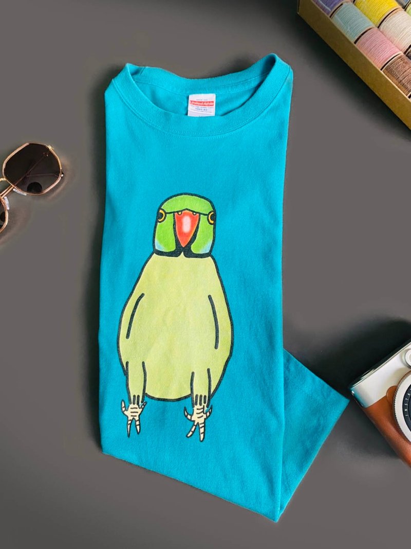 月轮鹦鹉大头照 - 女装 T 恤 - 棉．麻 