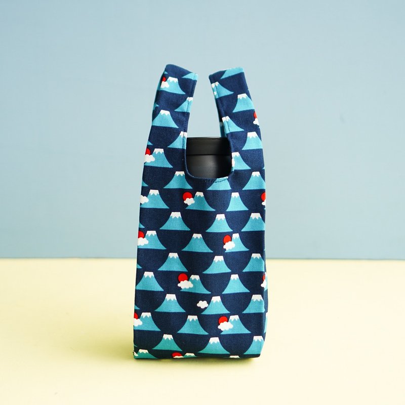 【富士山】小花针线房 | 礼物.蓝天富士山.小桦包.饮料提袋.环保 - 手提包/手提袋 - 棉．麻 蓝色