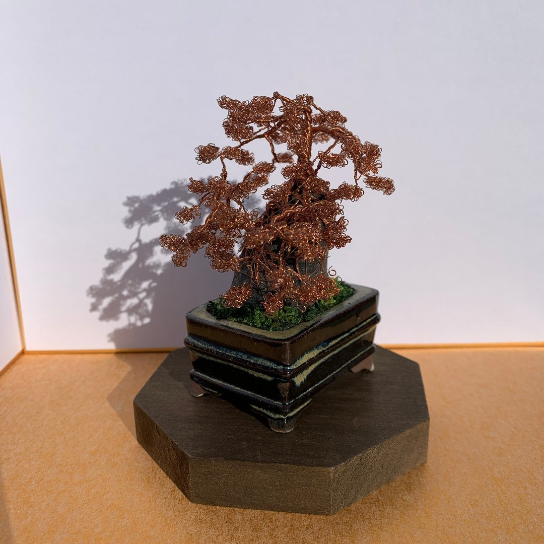 Wire bonsai with stone - 摆饰 - 铜/黄铜 咖啡色