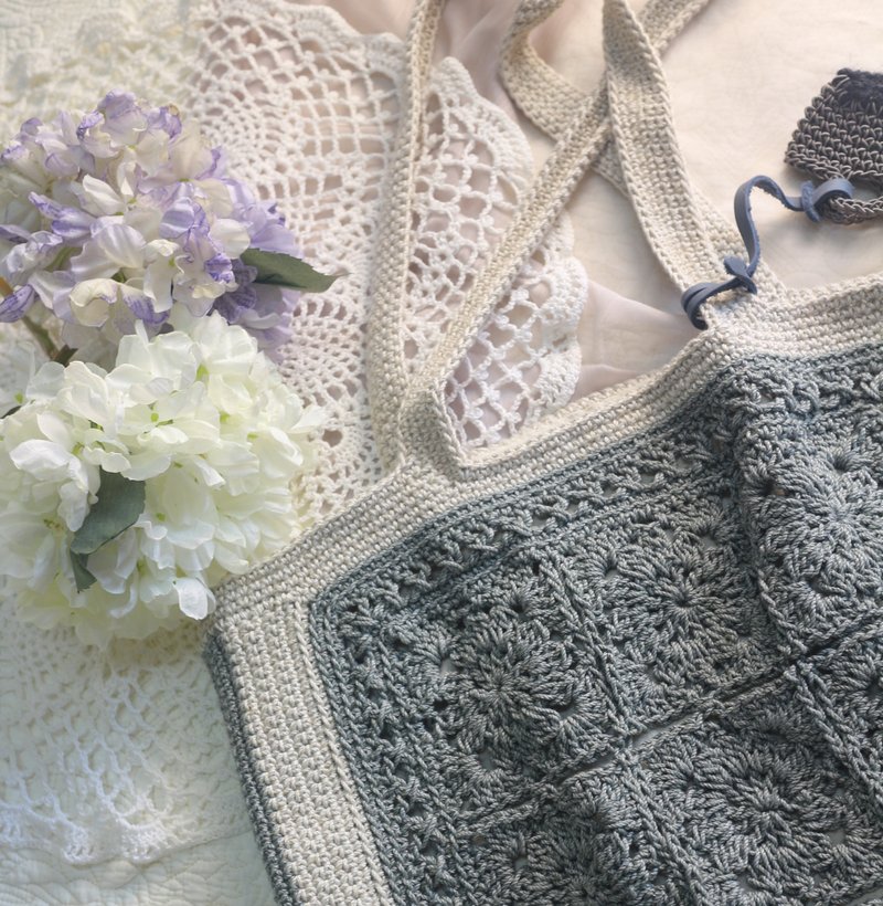 【限量现货】Handmade手工编织亚麻棉绳编织袋/肩背包/通勤包 - 手提包/手提袋 - 其他材质 绿色