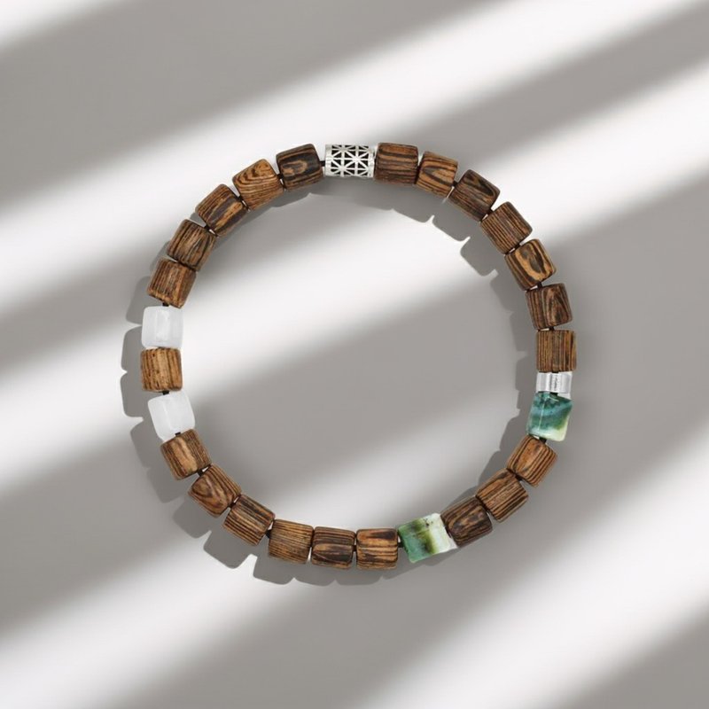 岛屿Island | 加拉巴哥x原木手链 (印度玛瑙/白玉)天然水晶矿石 - 手链/手环 - 水晶 多色