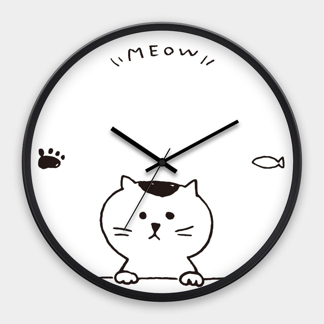 浏海猫 台湾制30CM办公居家时尚极简静音扫描挂钟PU006 - 时钟/闹钟 - 塑料 黑色