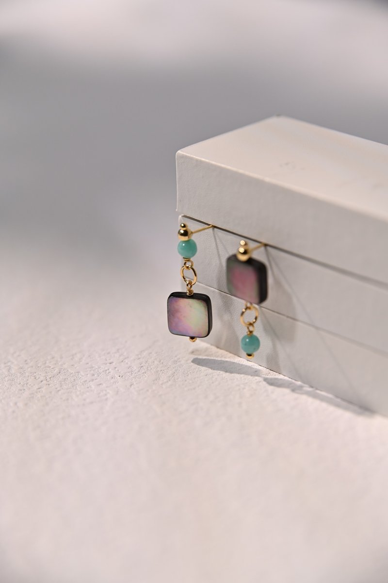 晚霞耳环 / 贝壳 天河石 / JIEGEM   姊的珠宝 - 耳环/耳夹 - 宝石 咖啡色