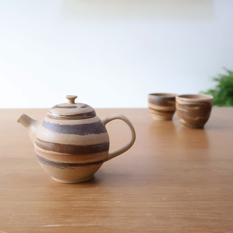 耳朵饼干 手工陶高帽茶壶 - 茶具/茶杯 - 陶 咖啡色