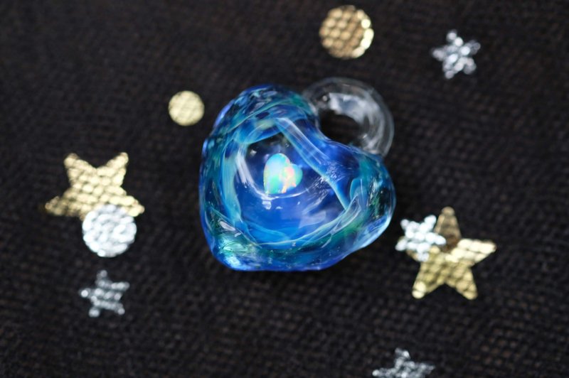 Heartfall- The Love Lock (Blue) 心锁(蓝) - 项链 - 玻璃 蓝色