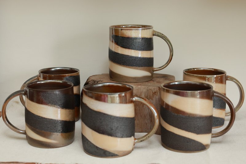 柴烧咖啡杯/马克杯/300ml/三色巧克力系列/泷间拾光 - 咖啡杯/马克杯 - 陶 