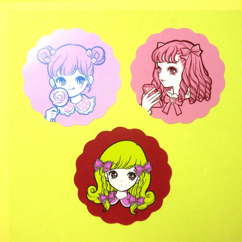 OMAKEBOSHI STICKER 套装花痴女孩 - 贴纸 - 纸 