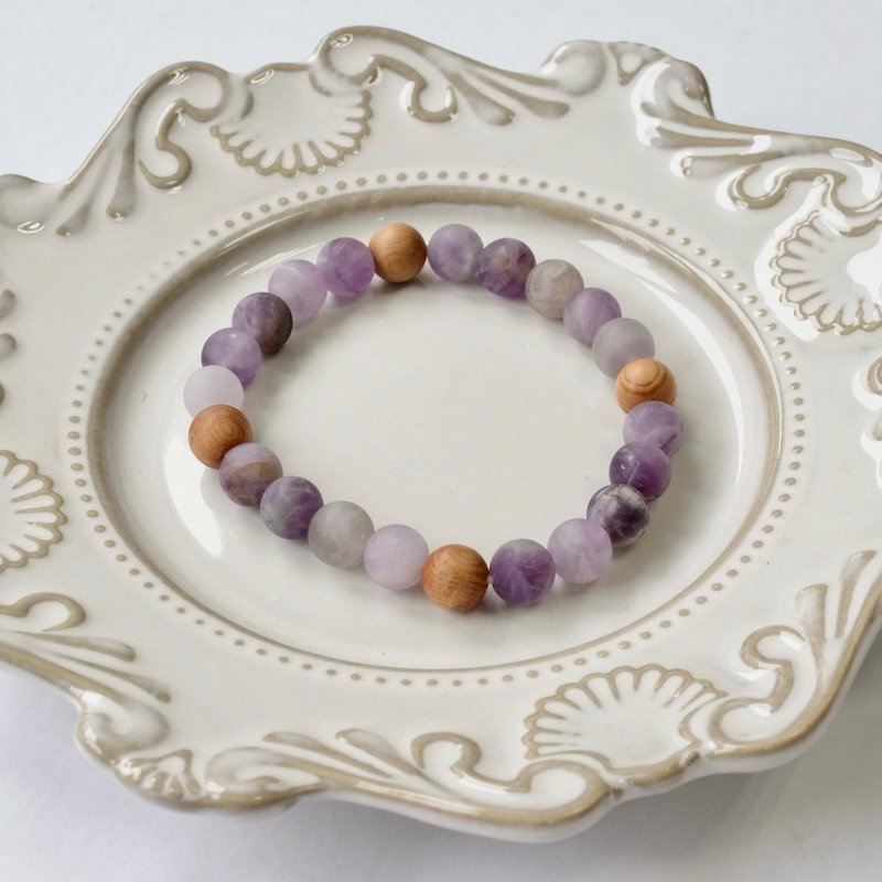 B020七轮调和手串/紫晶/崖柏木/天然晶石/能量石/原生态 - 手链/手环 - 水晶 多色