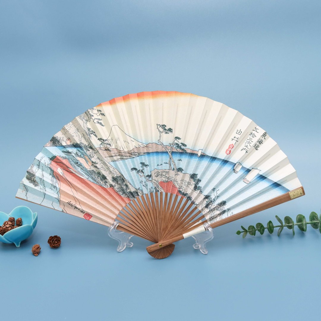 京都唐木浮世绘和纸扇子-歌川广重-由井 - 扇子 - 纸 